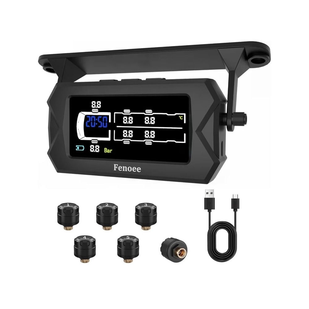 Fenoee RV Tire Pressure Monitoring System TPMS with 6 External Sensors Black
